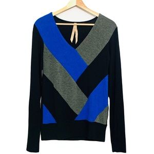 Revolve by Bailey 44 Blue and Black Color Block Long Sleeve Sweater Small Office